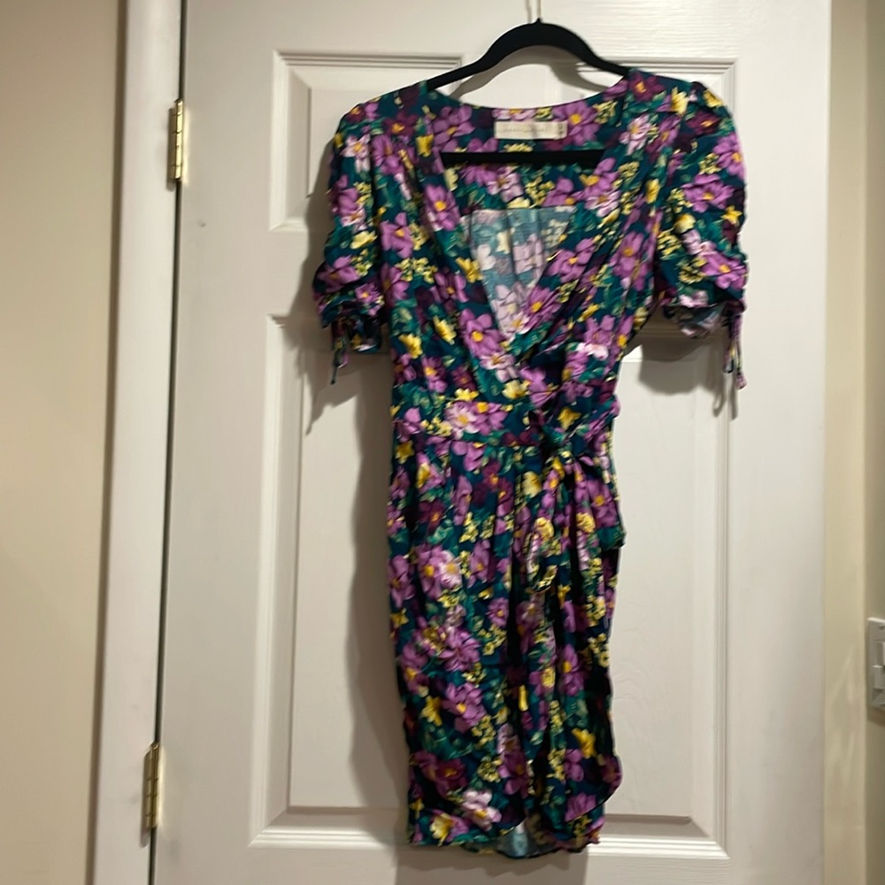 Happy x Nature Kate Hudson Mini Wrap Dress Purple Floral NWOT